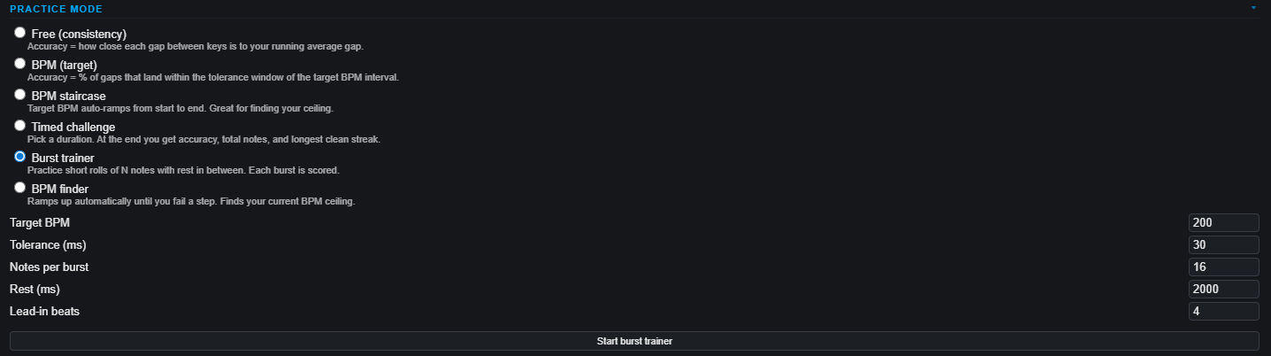 Screenshot: Burst trainer HUD