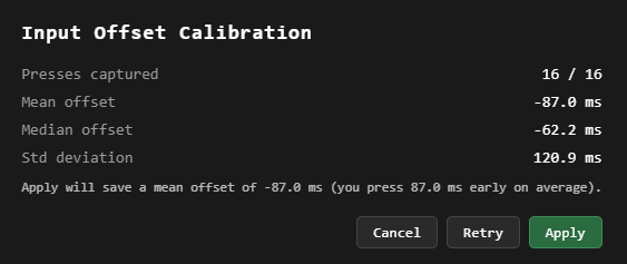 Screenshot: Calibration tool