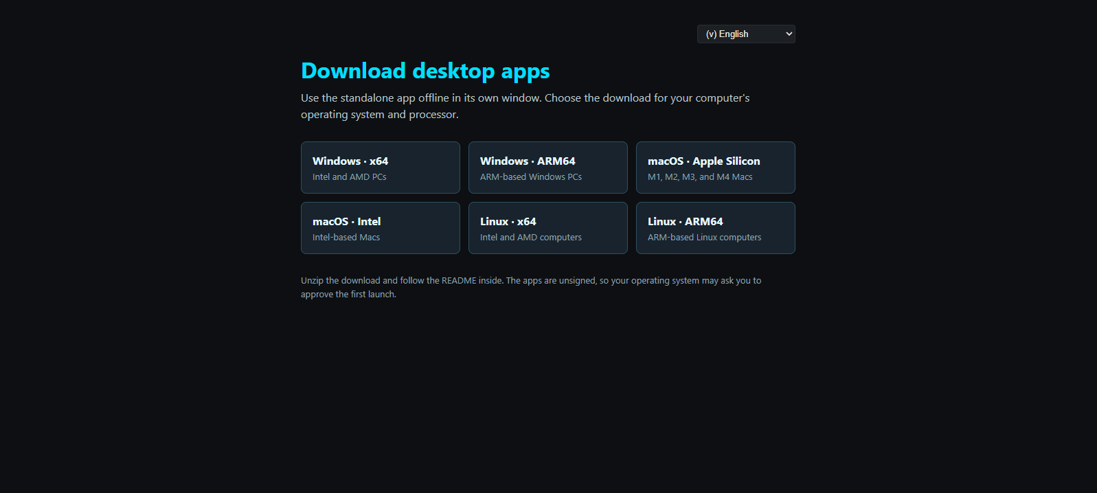 Screenshot: desktop downloads