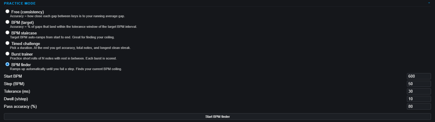 Screenshot: BPM finder readout