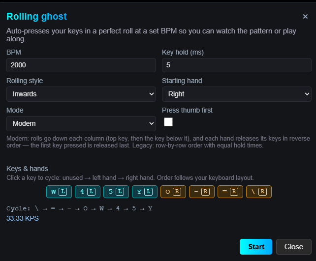 Screenshot: Rolling Ghost setup
