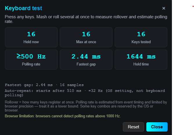 Screenshot: Keyboard Test