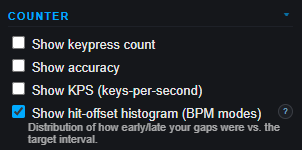 Screenshot: Hit-offset histogram
