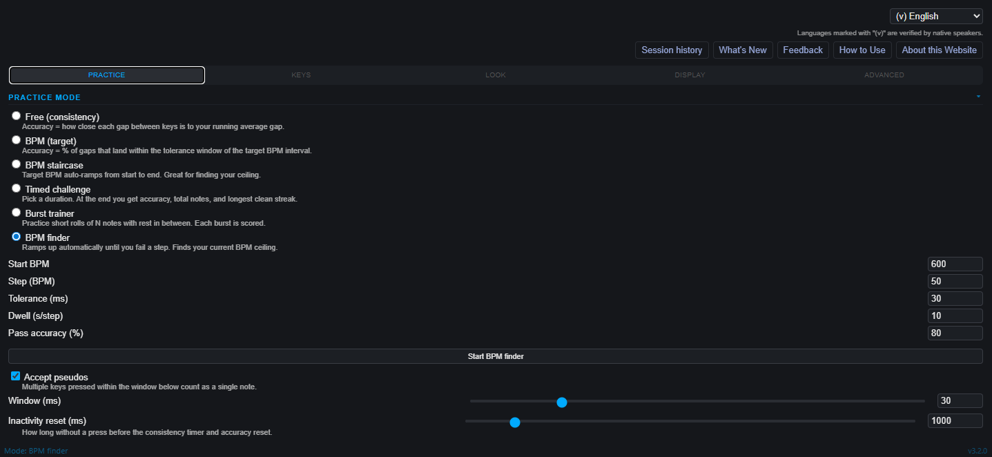 Screenshot: Settings menu open