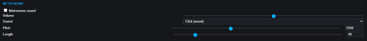 Screenshot: Metronome controls