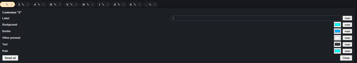 Screenshot: Per-key customization