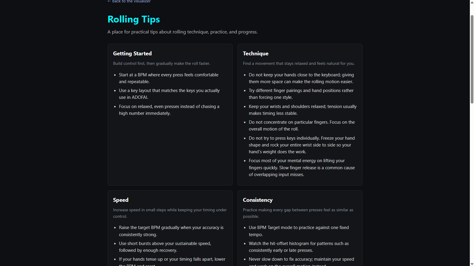 Screenshot: Rolling Tips