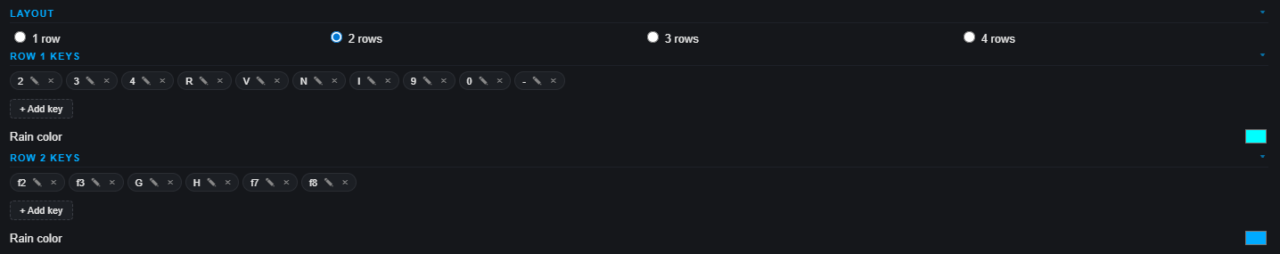 Screenshot: Key layout editor